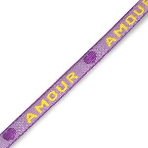 Lint met tekst "amour" Purple-yellow- 1 meter