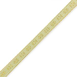 Lint met tekst flowers Olive green-gold - 1 meter