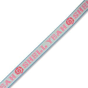 Lint met tekst 'SHELL YEAH' Licht blauw / Roze / Koraal Rood / Blauw - per meter