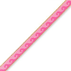 Lint met tekst waves Fuchsia-Light pink - 1 meter
