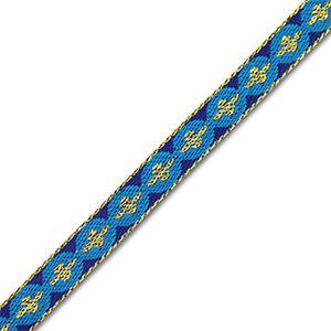 Lint rondjes met kruis Blue-gold - per meter