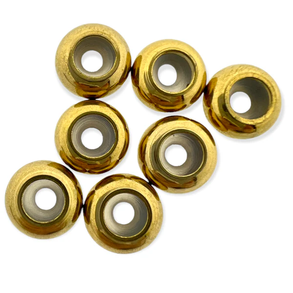 Macrame stopper kraal RVS goud 9x4mm - per stuk
