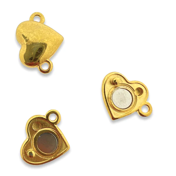 Magneetsluiting hart goud 15mm DQ- per stuk