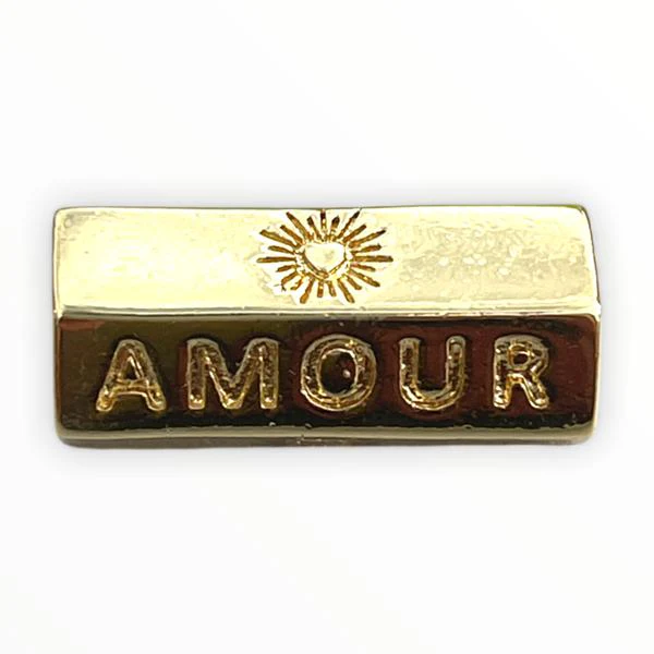 Message beads hexagon Amour 18K gold plated 21x11mm - Image 2