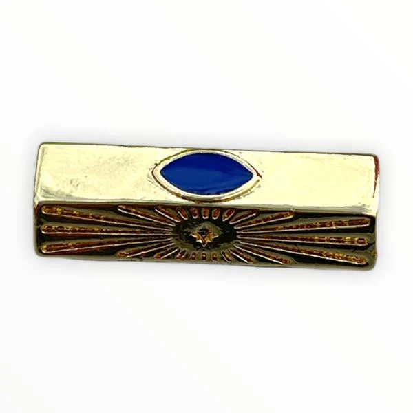 Message beads hexagon Eye blauw 18K gold plated 22x10mm - Image 2