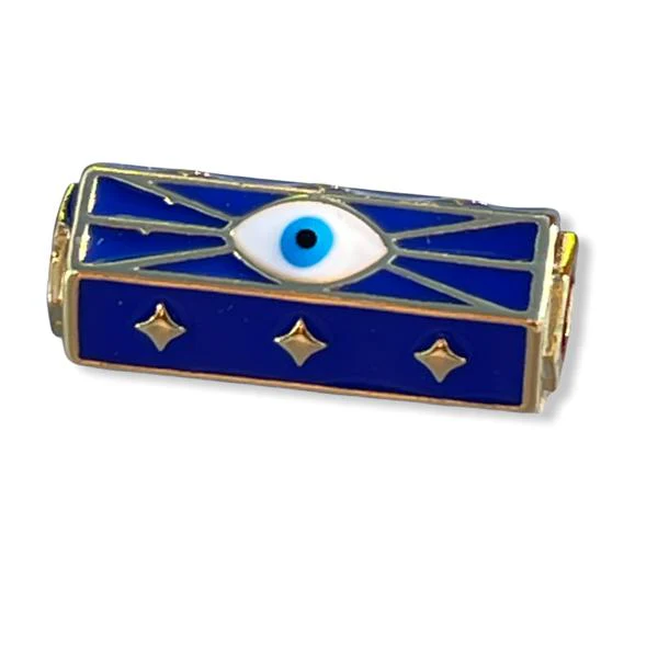 Message beads hexagon Evil eye 18K gold plated 22x10mm - Image 2