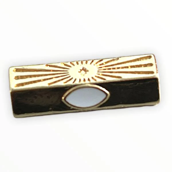 Message beads hexagon Evil eye wit 18K gold plated 22x10mm - Image 2