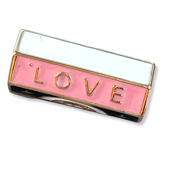 Message beads hexagon Love 18K gold plated 22x10mm - Image 2
