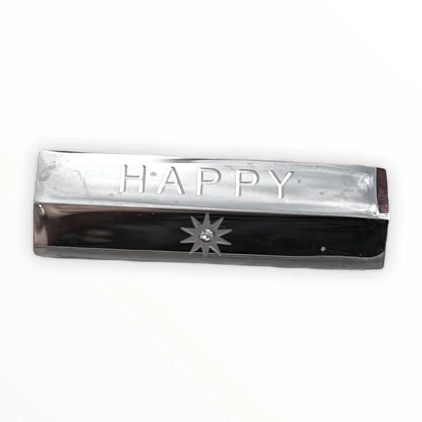 Message beads hexagon Love happy RVS zilver 25x9mm - Image 2