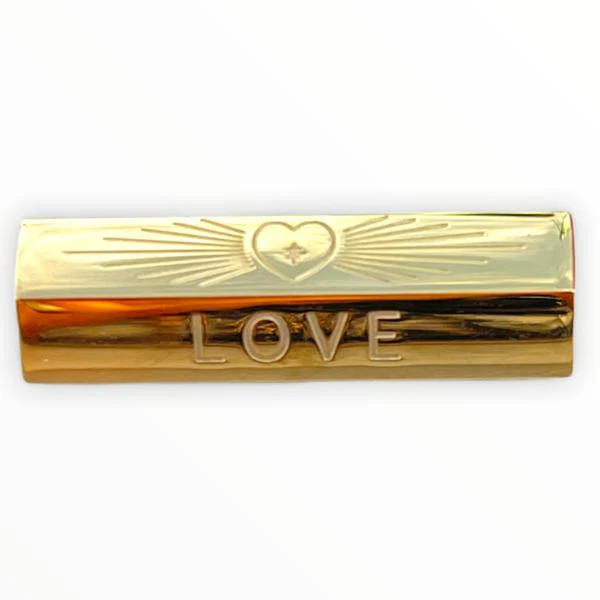 Message beads hexagon Love pearl RVS goud 25x9mm