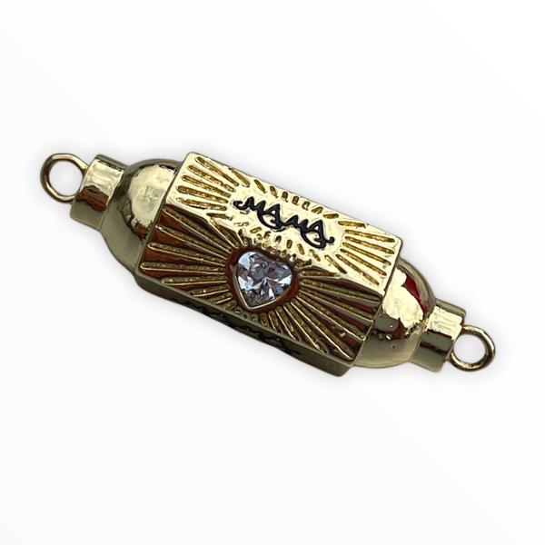 Message beads tussenzetsel hexagon Mama 18K gold plated 10x32mm - Image 2