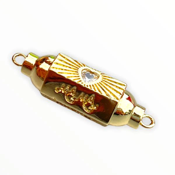 Message beads tussenzetsel hexagon Mama 18K gold plated 11x35mm - Image 2