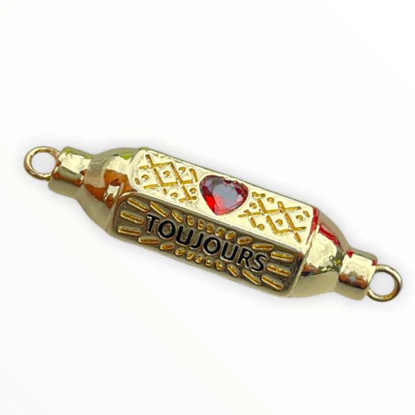 Message beads tussenzetsel hexagon Touiours amour 18K gold plated 8x32mm - Image 2