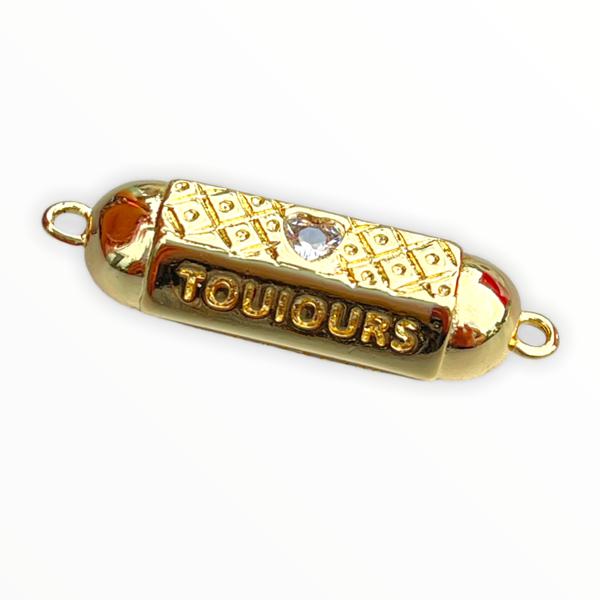 Message beads tussenzetsel hexagon Touiours amour 18K gold plated 9x34mm - Image 2