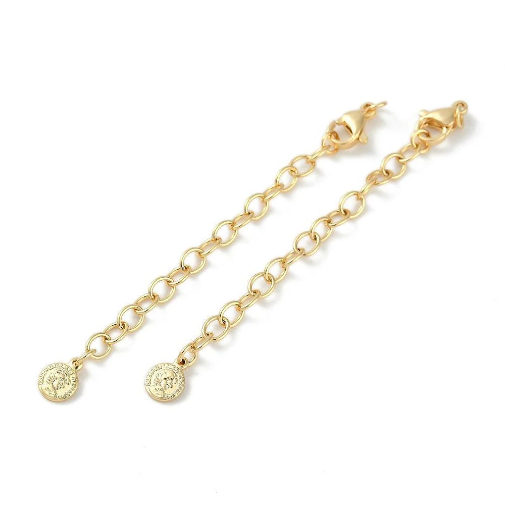 Messing Sluiting met Verlengketting en Muntje Goud - per stuk - Image 2