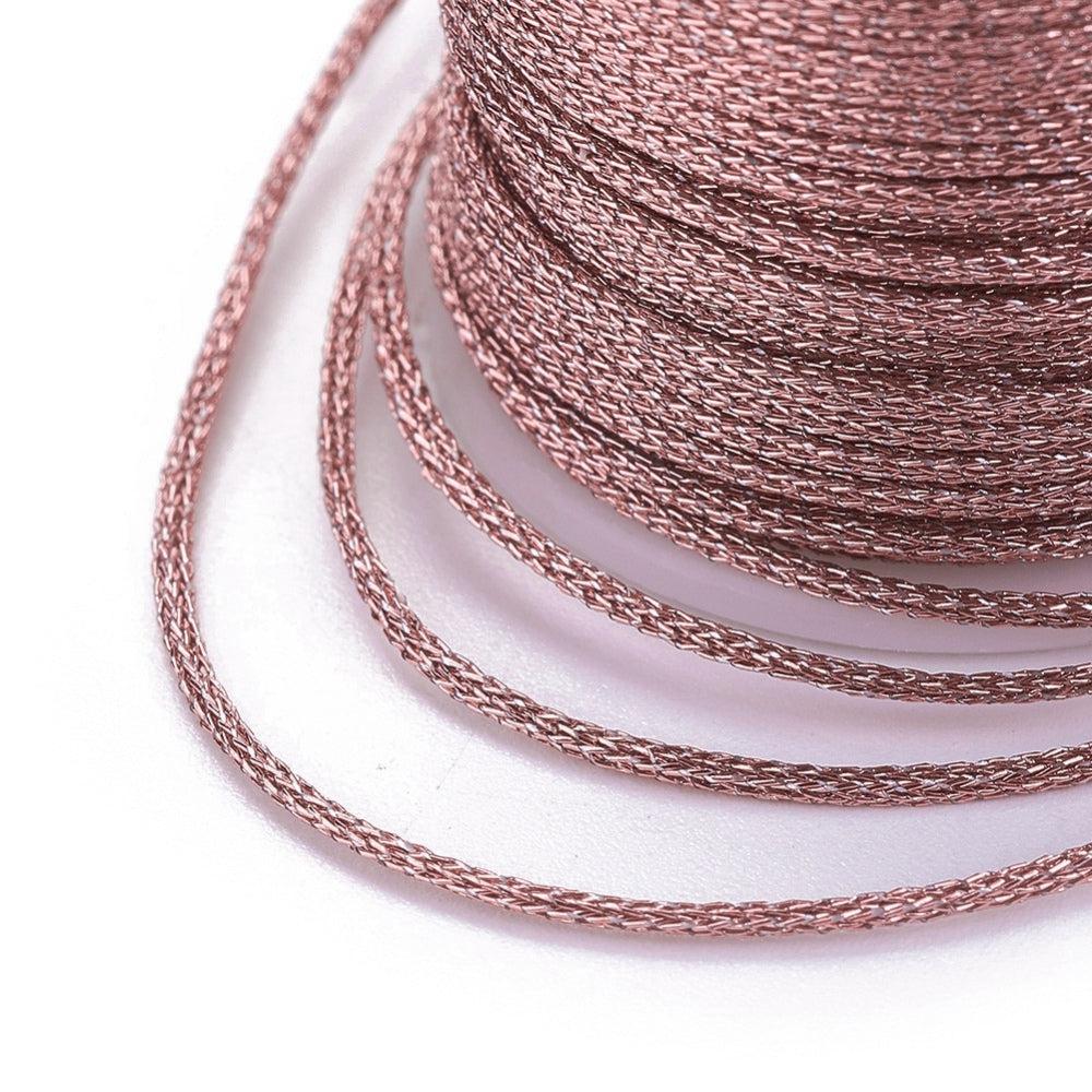 Metallic koord 1mm klosje Roze koper - 6,5 meter