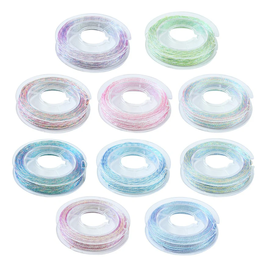 Metallic macramé koord 0.3mm multicolour roze-wit rolletje - 20 meter - Image 2