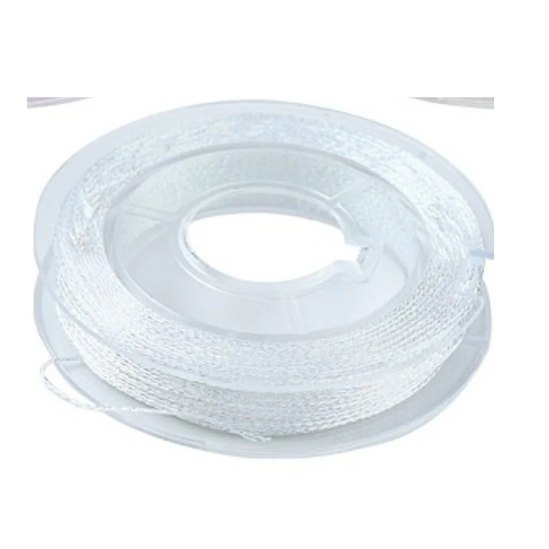 Metallic macramé koord 0.3mm wit rolletje - 20 meter