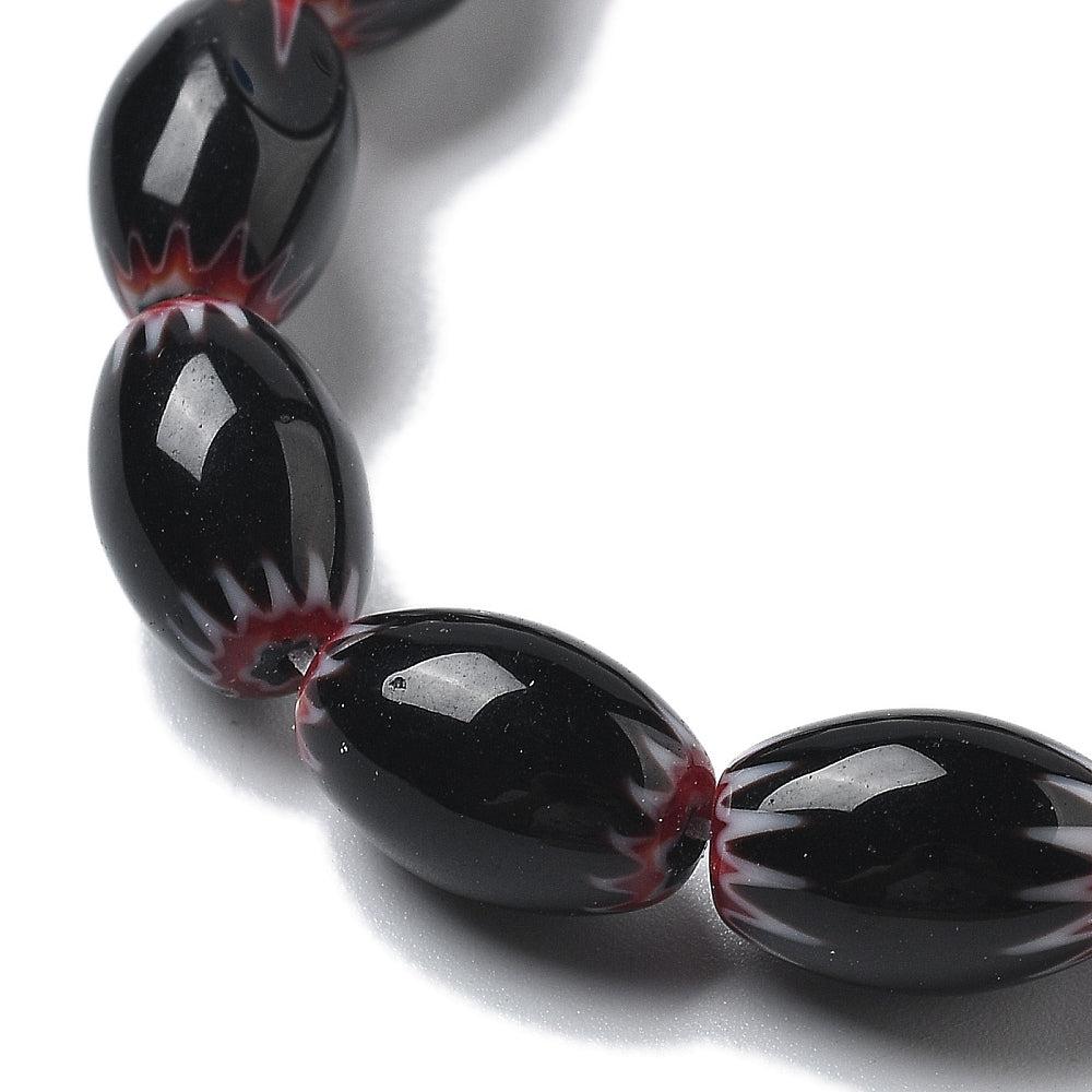 Millefiori kralen Lampwork Black 11~12x7~8mm - per stuk - Image 2