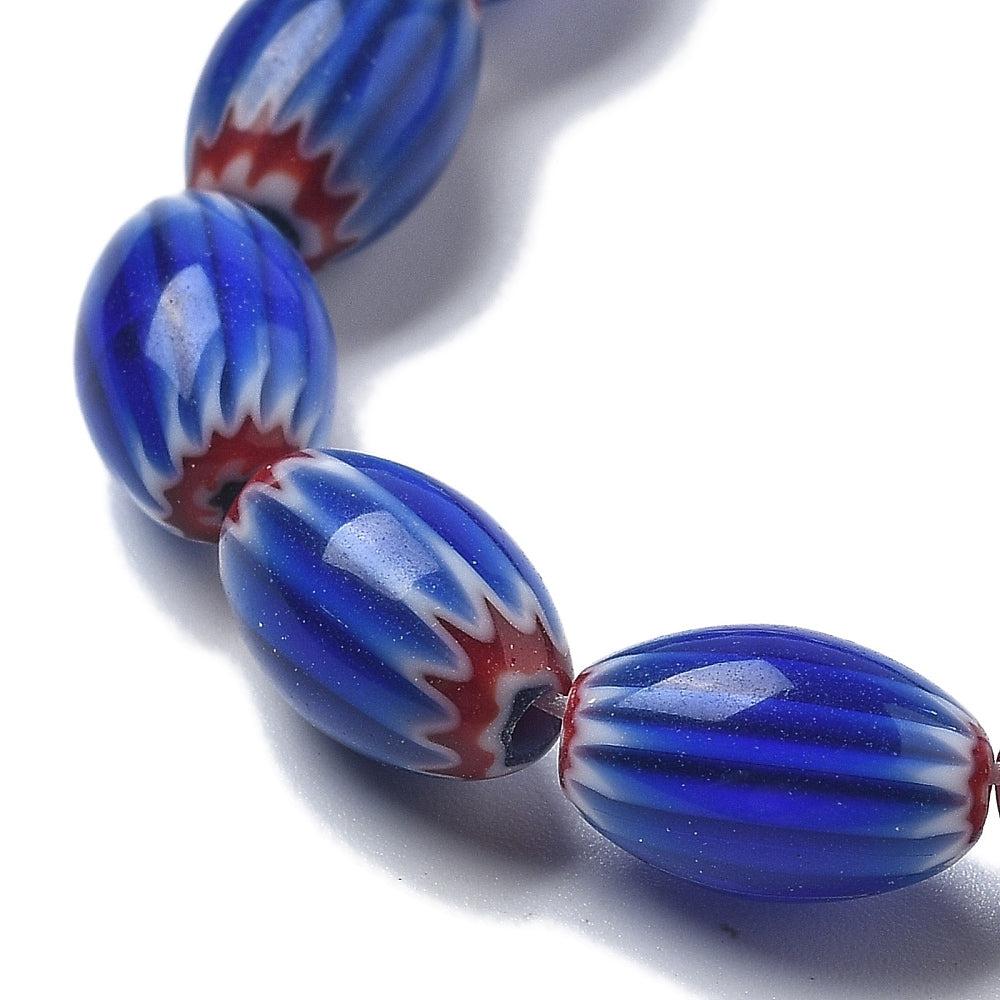 Millefiori kralen Lampwork Dark Blue 11~12x7~8mm - per stuk - Image 2