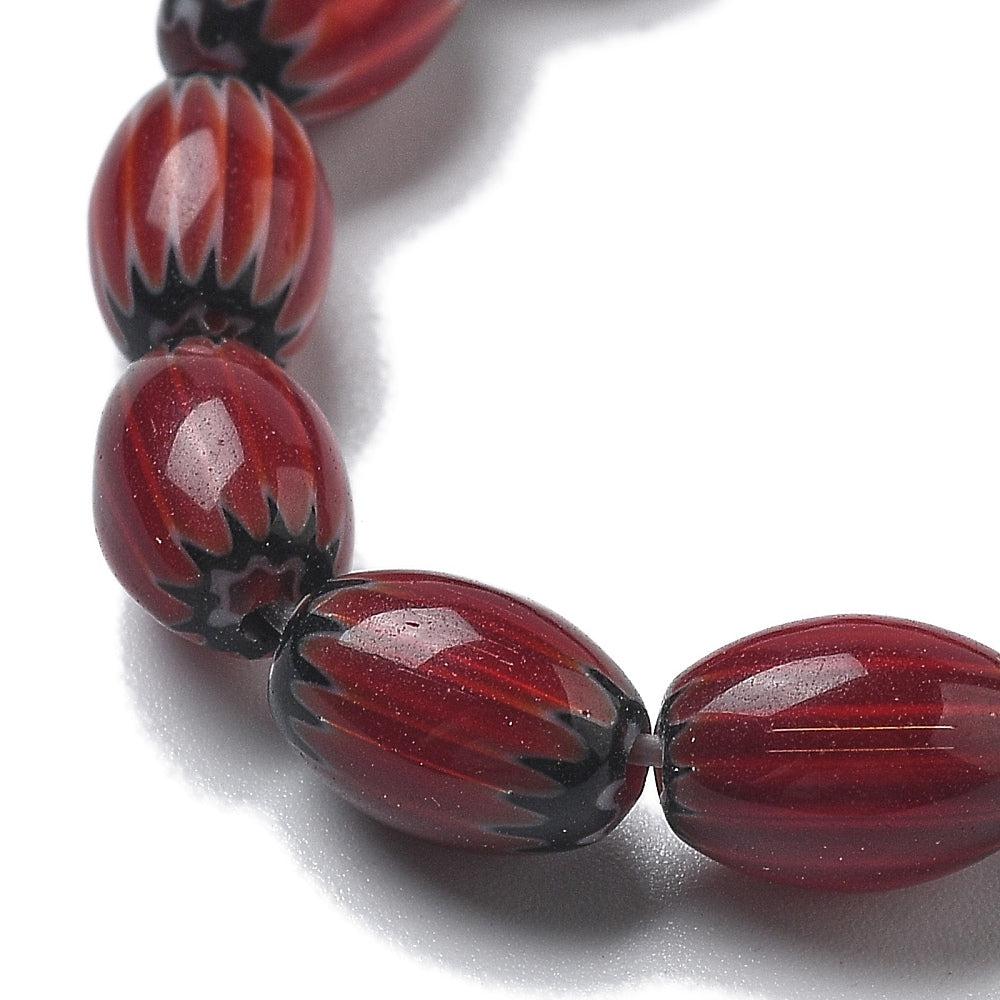 Millefiori kralen Lampwork  FireBrick  8.5~9mm - per stuk - Image 2