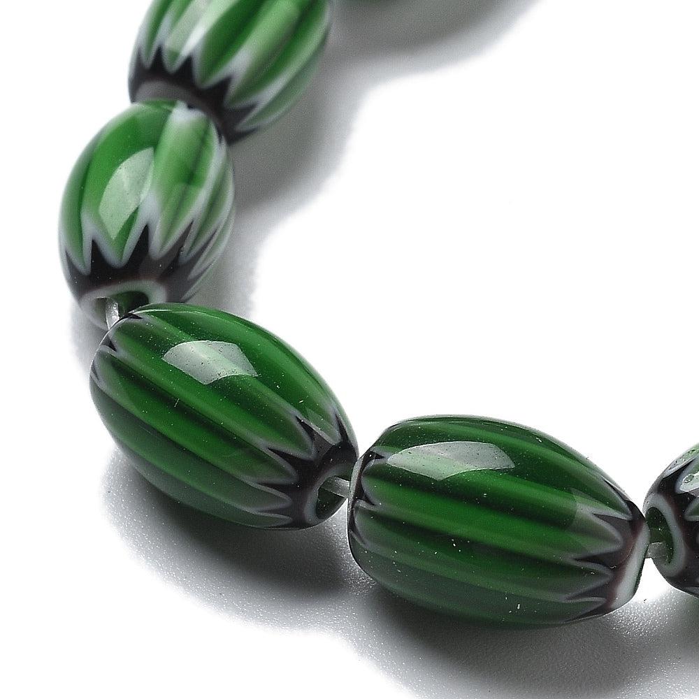 Millefiori kralen Lampwork Green 11~12x7~8mm - per stuk - Image 2