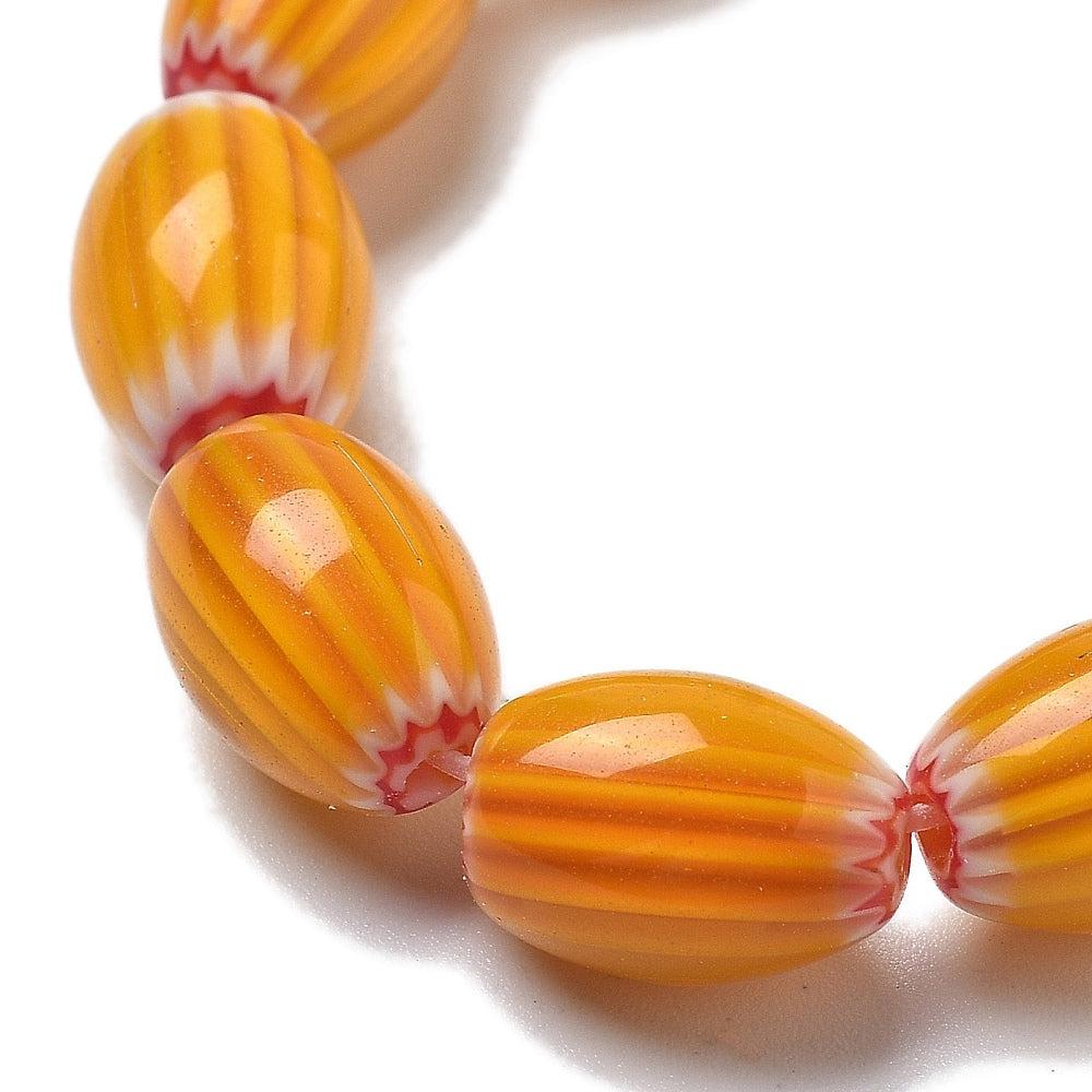 Millefiori kralen Lampwork Orange 11~12x7~8mm - per stuk - Image 2