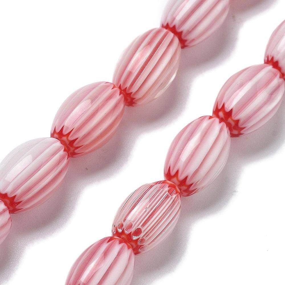 Millefiori kralen Lampwork Red 11~12x7~8mm - per stuk - Image 2
