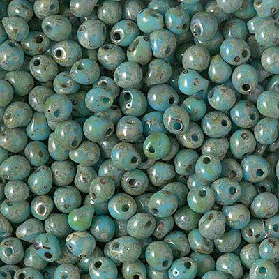 Miyuki drops 3.4mm Opaque turquoise blue picasso - 5 gram