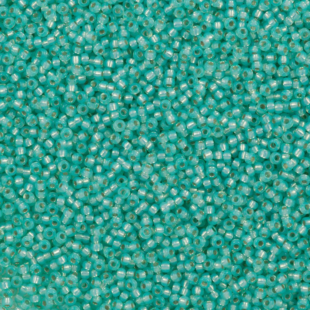 Miyuki rocailles 11-571 Silverlined dyed mint green 11/0 (2mm) - 5 gram