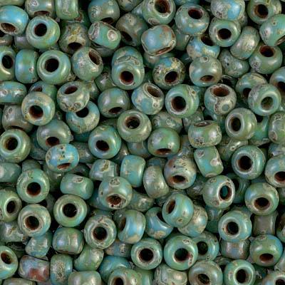 Miyuki rocailles 6-4514 Opaque picasso turquoise blue 6/0 (4mm) - 5 gram