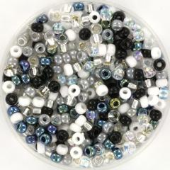 Miyuki rocailles 8-Mix34 Mix black and white  8/0 (3mm) - 5 gram - Image 2