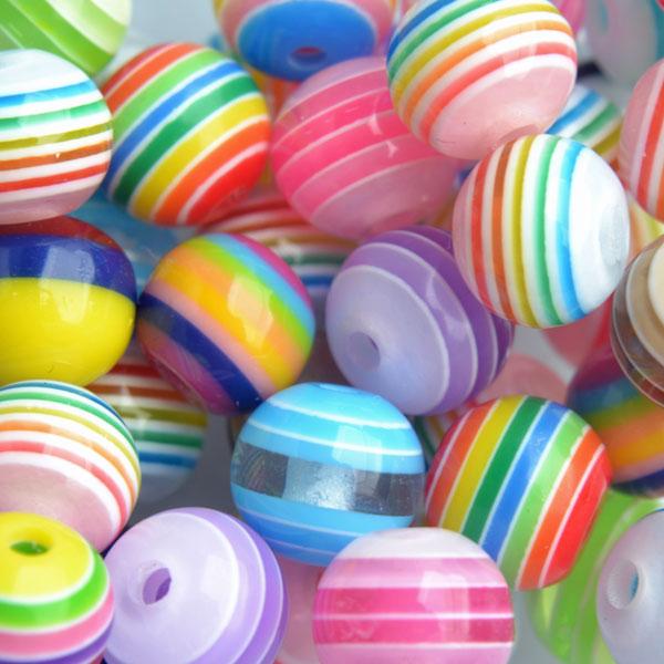Acryl resin rond stripes 8mm - 25 stuks