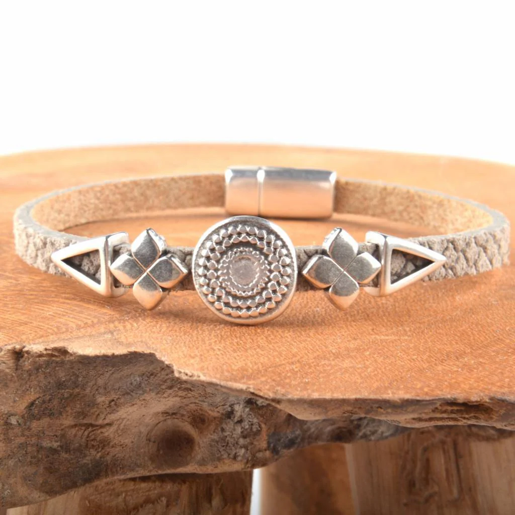 DIY leer armband Geo flowers