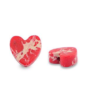 Natuursteen kraal hart Red-white-brown 6mm