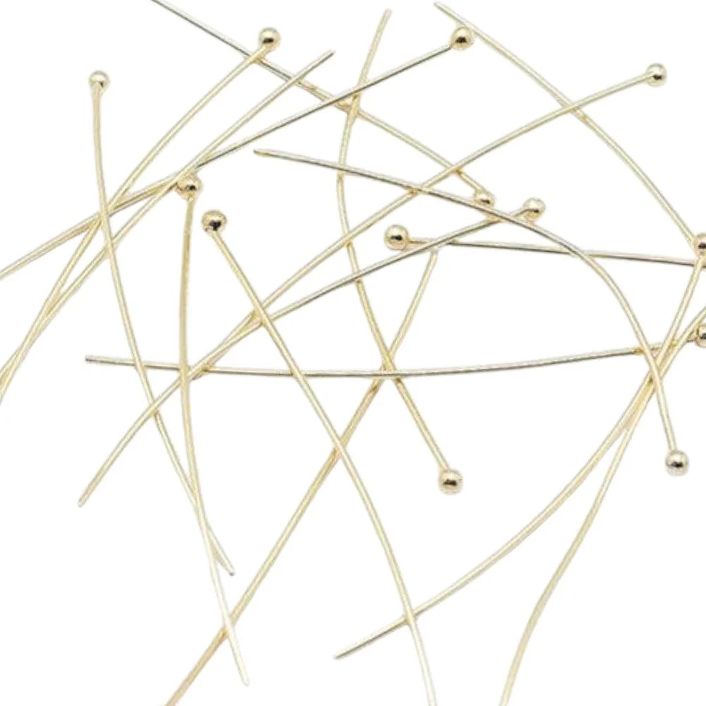 Nietstiften met bolletje 18k Gold plated 45x0.6mm - 8 stuks