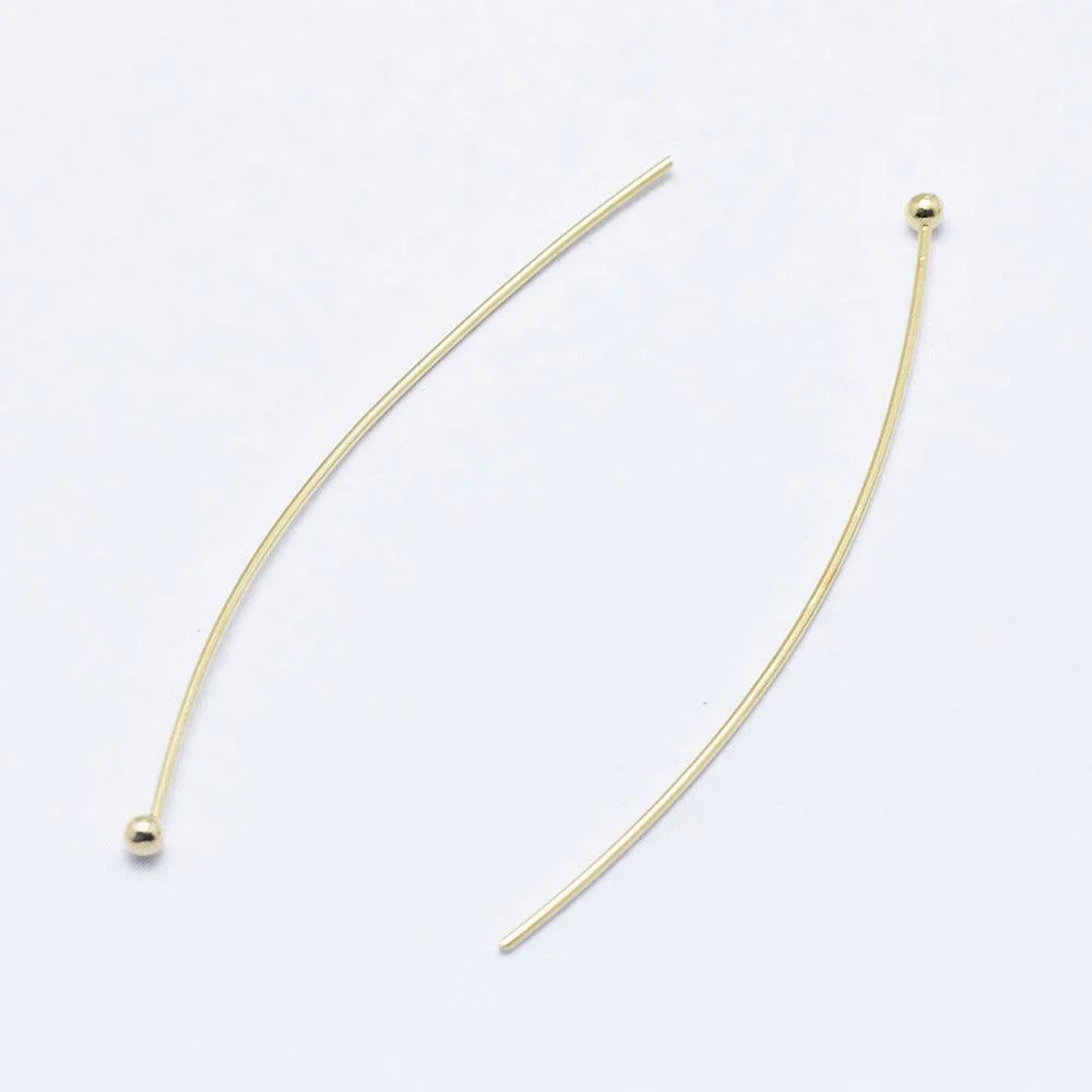 Nietstiften met bolletje 18k Gold plated 45x0.6mm - 8 stuks - Image 2