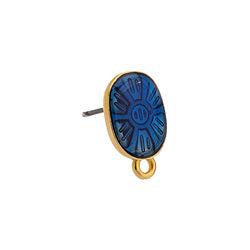 Oorbel ±achterkantjes 24K blauw/goud 11x15mm- per paar
