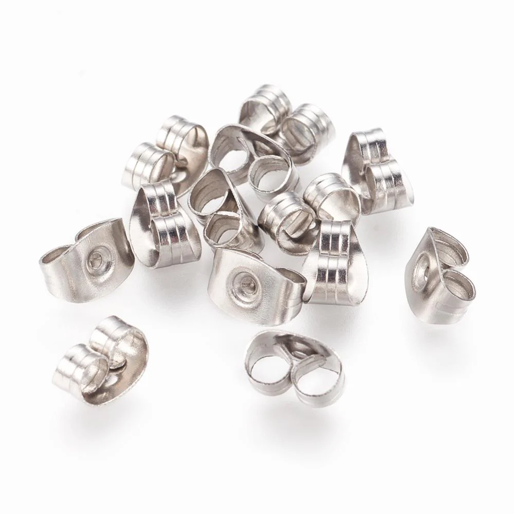 Oorbel achterkantjes RVS zilver 6,5x3mm (⌀0,7mm) - 14 stuks - Image 2