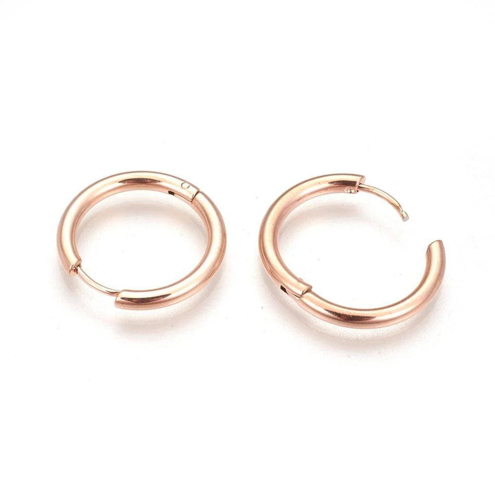 Oorbel Hoop RVS Rosegold 12mm - per paar