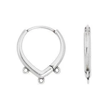 Oorbel met 3 oogjes brass zilver 19mm - per paar