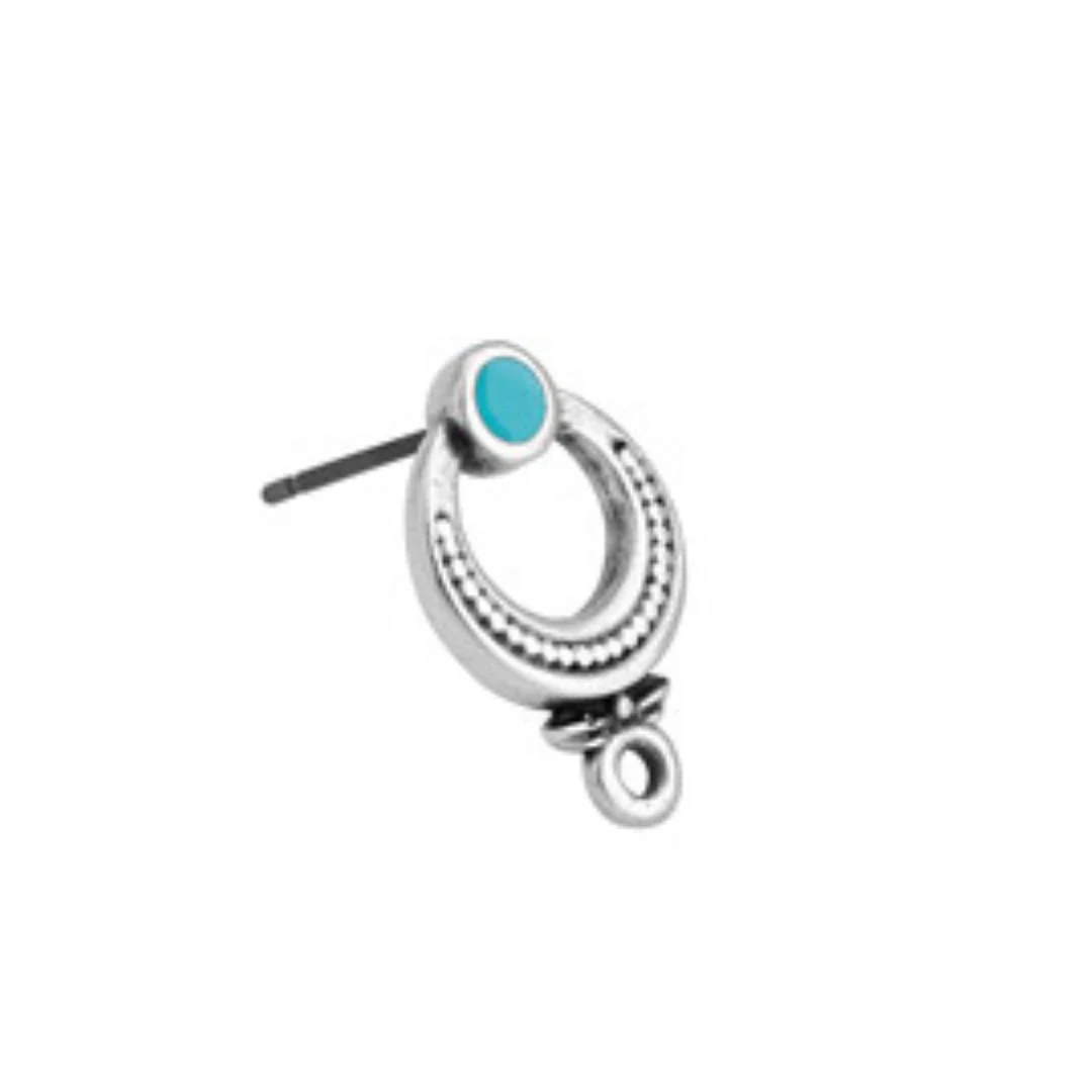 Oorbellen blauw RVS zilver 2x17mm- per paar