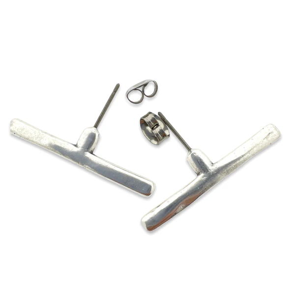 Oorbellen staaf zilver 30mm- per paar