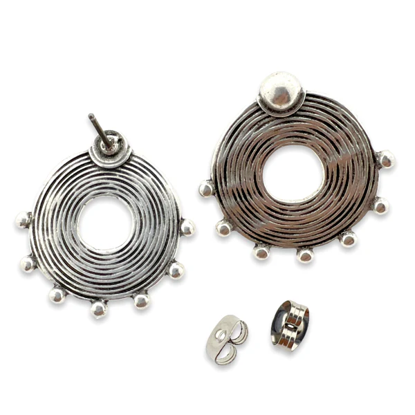Oorbellen structuur zilver 24mm- per paar