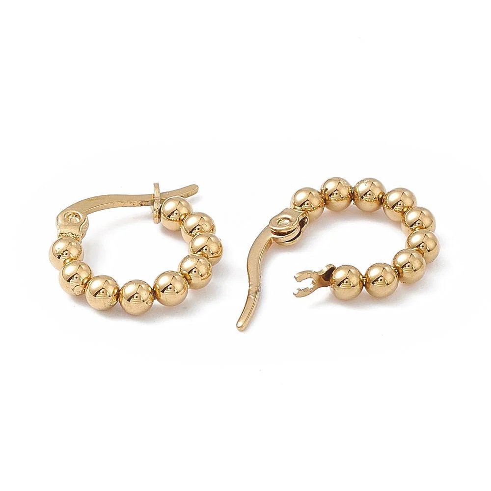 Oorringen bolletjes goud RVS 18x3mm - 1 paar - Image 2