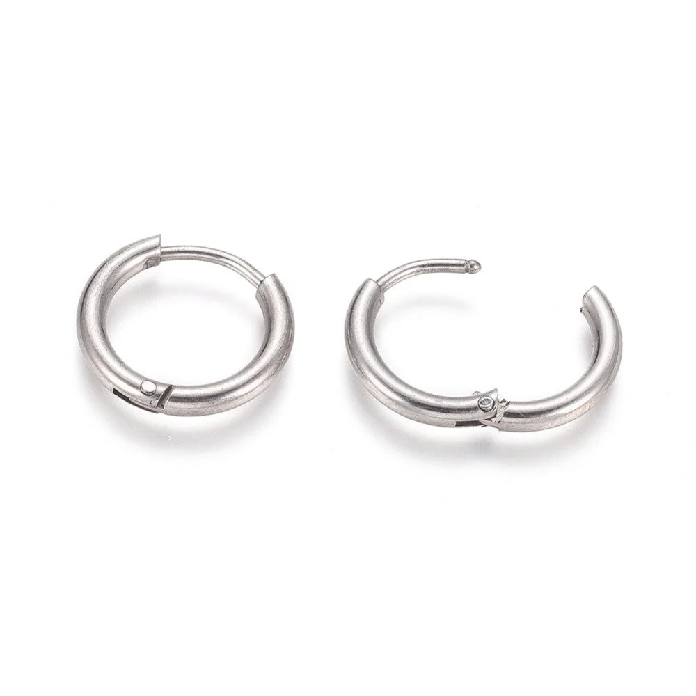 Oorringen creolen rond zilver RVS 14x2mm - per paar - Image 2