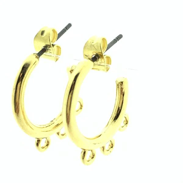 Oorringen met 3 oogjes 24kr Goud DQ 20mm - 1 paar - Image 2