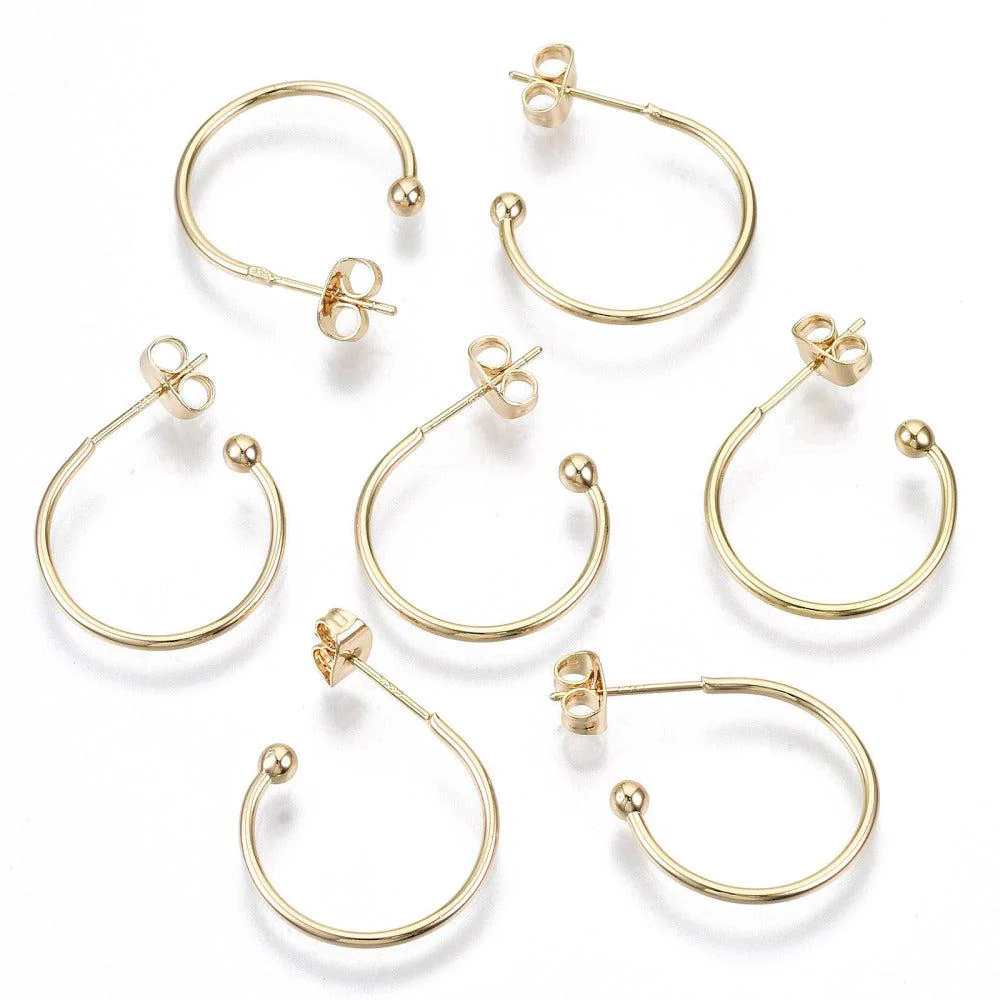 Oorringen met bolletje 18K Gold plated 22x3mm - 1 paar - Image 2