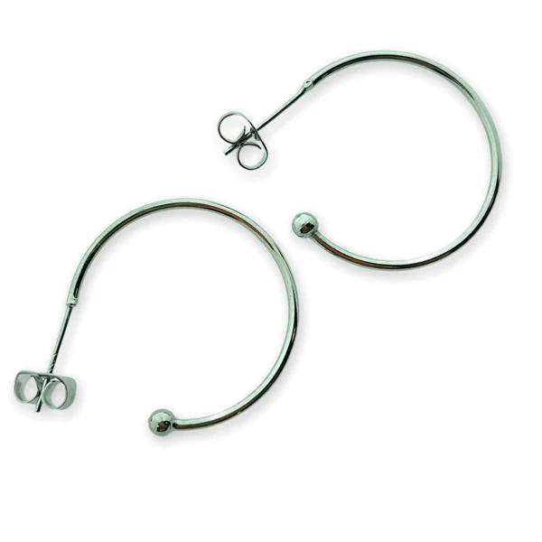 Oorringen met bolletje zilver DQ 26x28x3mm - 1 paar