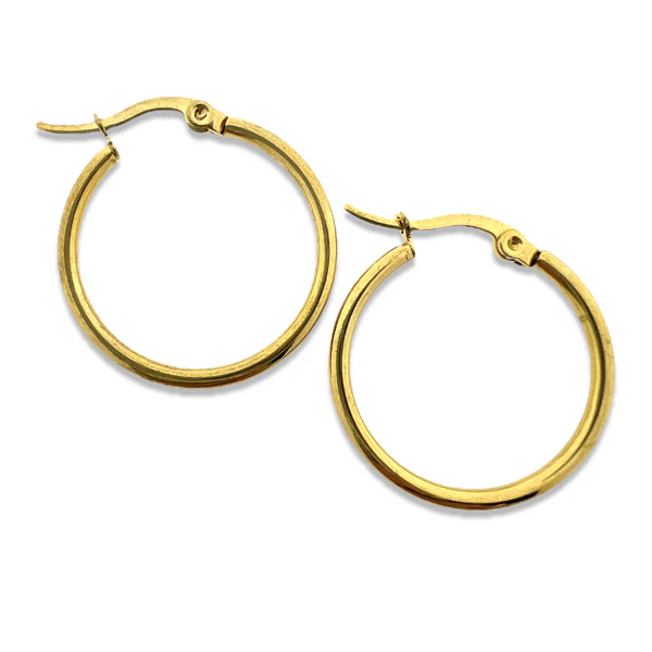 Oorringen rond gold rvs 25x2mm - per paar
